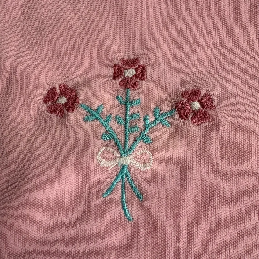 Carter's Vintage Mock Neck Baby Girl 18M Pink Floral Embroidered Long Sleeve Y2K